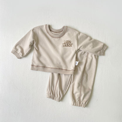 MyKids-USA® Autumn Baby Kids Unisex Long Sleeves Letters Pattern Pullover and Plain Pants Clothing Set