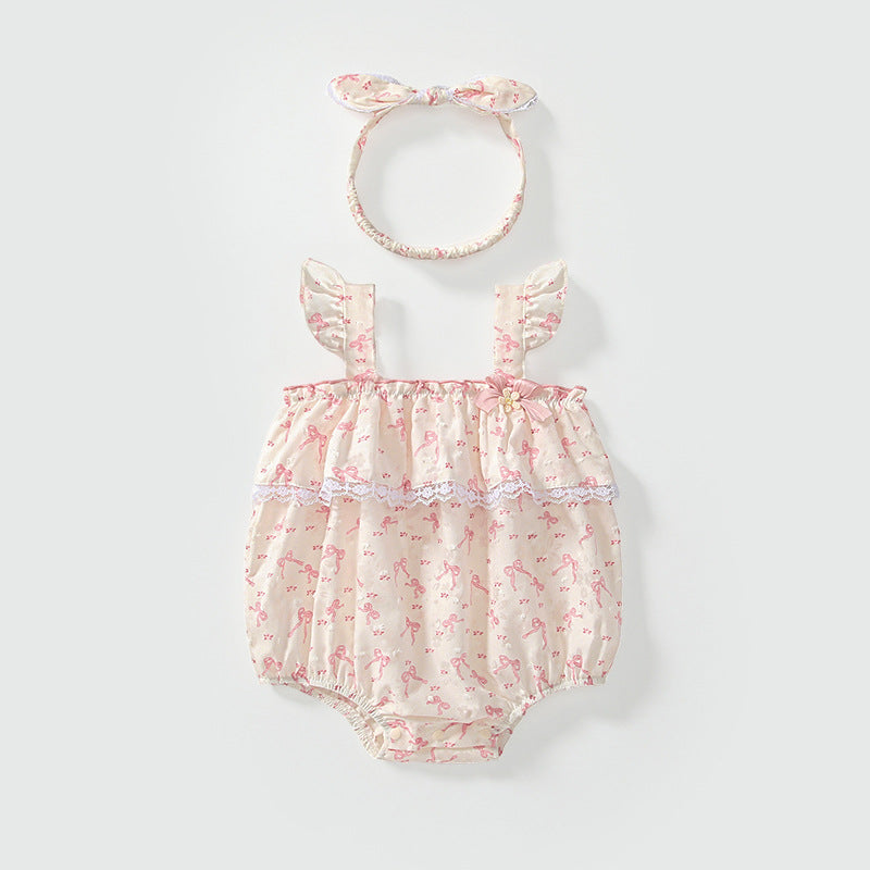 Summer Arrival Baby Girls Cute Butterfly-bow Pattern Sleeveless Strap Onesies, MyKids-USA®, Baby One-Pieces, MyKids-USA - Size/Age - 66 (3-6M) - Color - Pink -  -  - TR2504291916-A