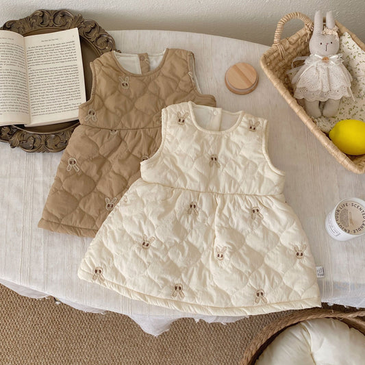 Autumn and Winter Arrival Baby Kids Girls Rabbits Pattern Sleeveless Cotton-Padded Dress, MyKids-USA®, Baby & Toddler Dresses, MyKids-USA -  -  -  -  -  -  - 