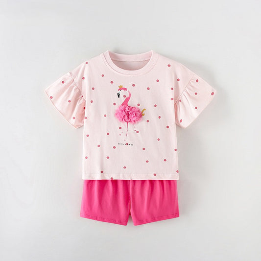 Arrival Summer Baby Kids Girls Short Sleeves Dots Pattern T-shirt and Shorts Clothing Set
