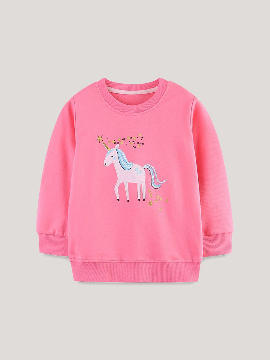 Autumn and Spring Arrival Animals Cartoon Pattern Long Sleeves Sweatshirt for Stylish Girls