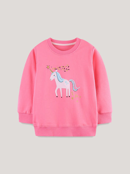 Autumn and Spring Arrival Animals Cartoon Pattern Long Sleeves Sweatshirt for Stylish Girls