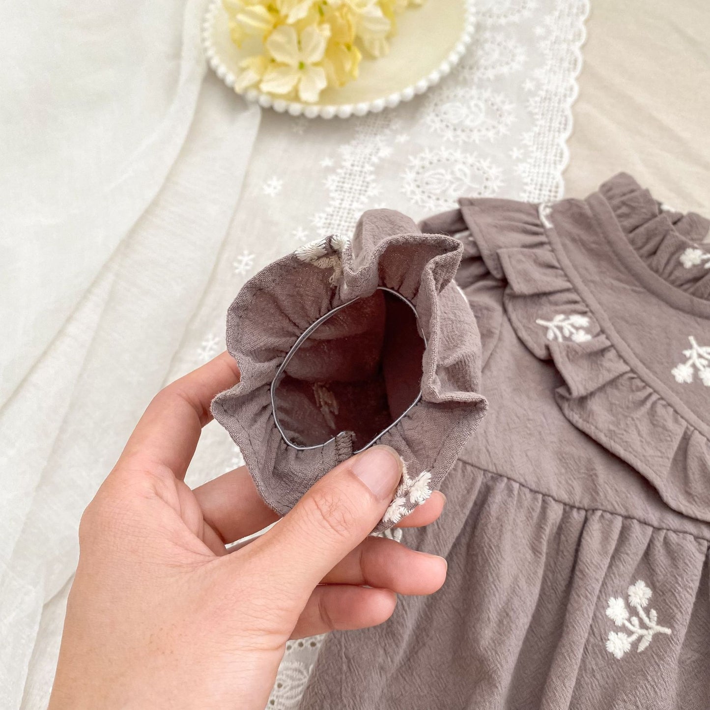 Arrival Spring and Autumn Flowers Embroidered Pattern Baby Kids Girls Onesies and Dress – Princess Sister Matching Set