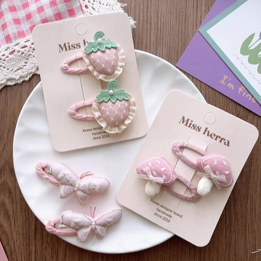 Collection of 2 Versatile Embroidered Pattern Pink Hair Clips, MyKids-USA®, Hair Pins, Claws & Clips, MyKids-USA -  -  -  -  -  -  - .