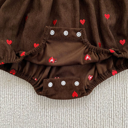MyKids-USA® Autumn Hearts Pattern Baby Kids Girls Princess Long Sleeves Bodysuit