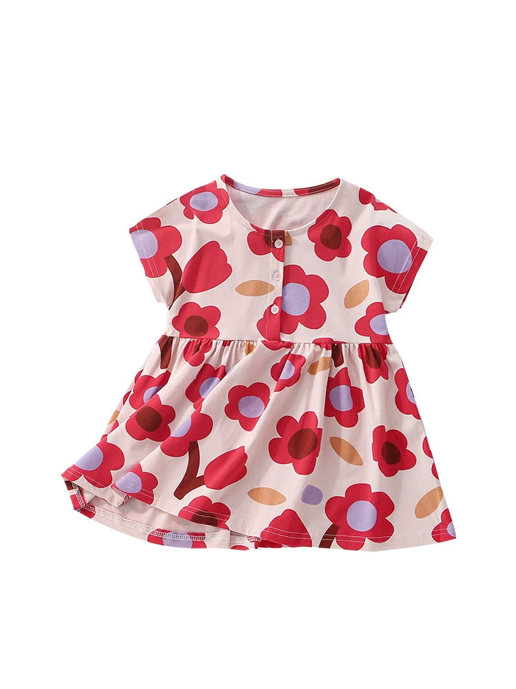 Summer Arrival Flowers Pattern Short Sleeves Cute Dress for Stylish Girls, MyKids-USA®, Baby & Toddler Dresses, MyKids-USA -  -  -  -  -  -  - 