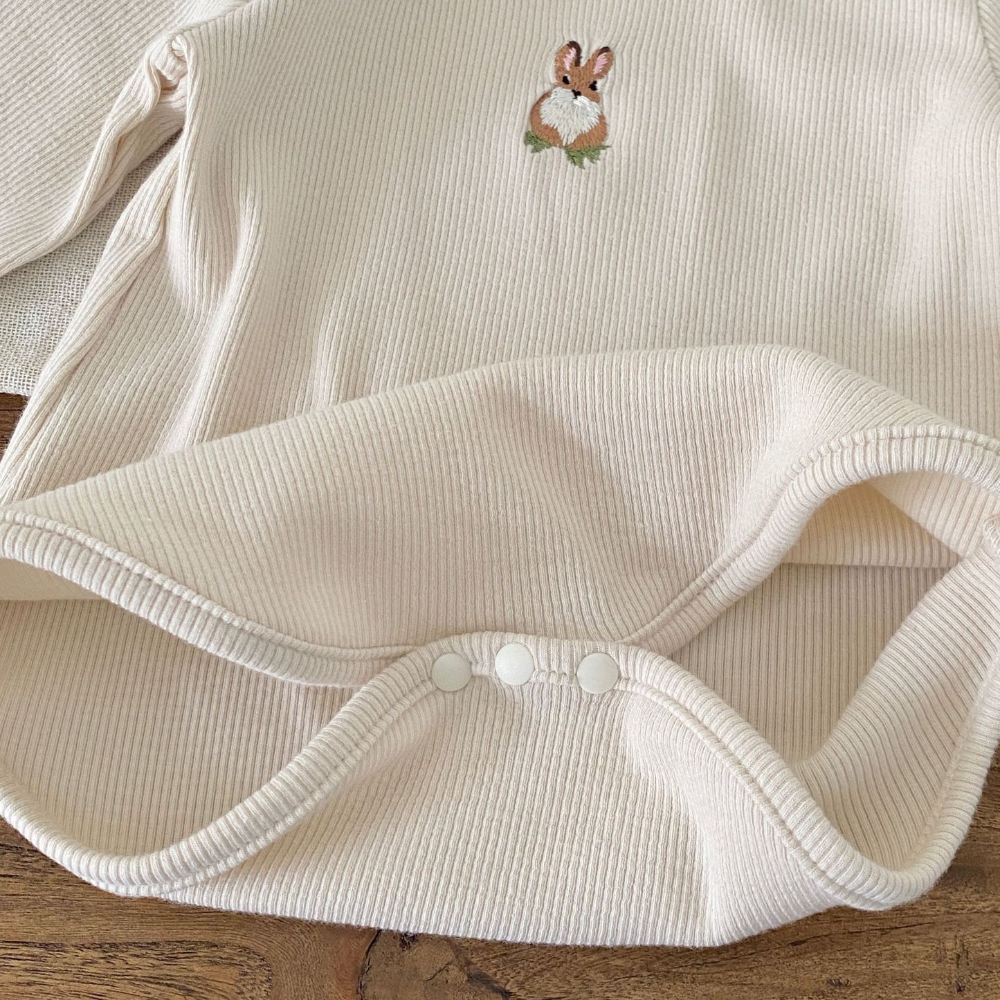 Autumn Arrival Baby Girls Long Sleeves Simple Rabbit Embroidered Onesies, MyKids-USA®, Bodysuits, MyKids-USA -  -  -  -  -  -  - 