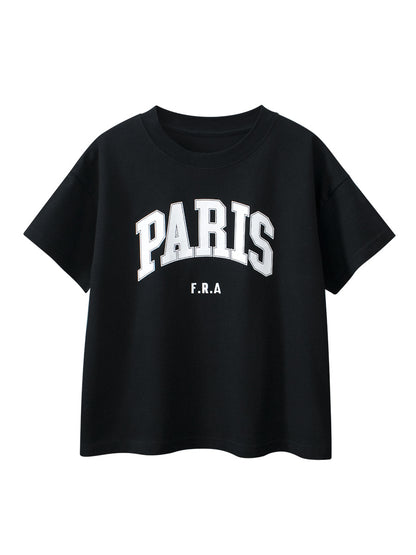 Boys and Girls’ Letters Print T-shirt in European and American Style, MyKids-USA®, Baby & Toddler Tops, MyKids-USA - Size/Age - 120 (5-7Y) - Color - Black -  -  - TR2503052359-A