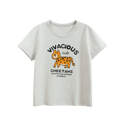 Summer Boys’ Tiger and Letters Pattern T-shirt in European and American Style, MyKids-USA®, Baby & Toddler Tops, MyKids-USA - Size/Age - 90 (12-24M) - Color - White -  -  - TR2505202137-A