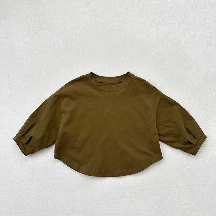 Baby Kids Unisex Casual Solid Color Crew Neck Long Sleeves Base Shirt