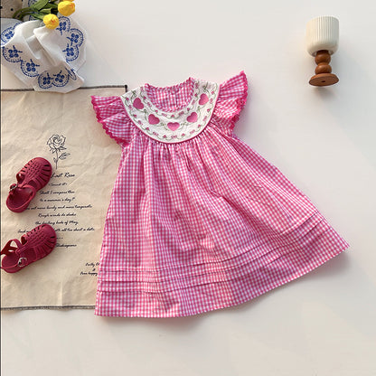 Summer Baby Kids Girls Fly Sleeves Heart Pattern Embroidered Dress, MyKids-USA®, Baby & Toddler Dresses, MyKids-USA -  -  -  -  -  -  - 