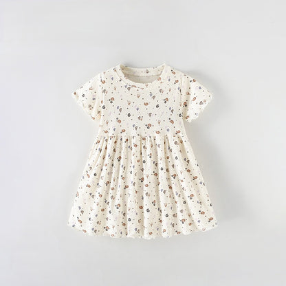 Summer Baby Kids Girls Short Sleeves Shells Pattern Dress