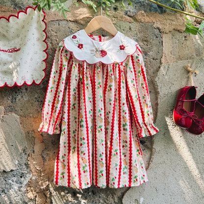 Autumn Arrival Baby Kids Girls Rabbits and Striped Pattern Long Sleeves Dress with Collar, MyKids-USA®, Baby & Toddler Dresses, MyKids-USA -  -  -  -  -  -  - 