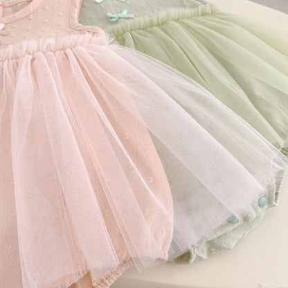 Summer Arrival Baby Girls Sleeveless Dots Pattern Tulle Patchwork Bodysuit, MyKids-USA®, Baby & Children's One-Pieces, MyKids-USA -  -  -  -  -  -  - .