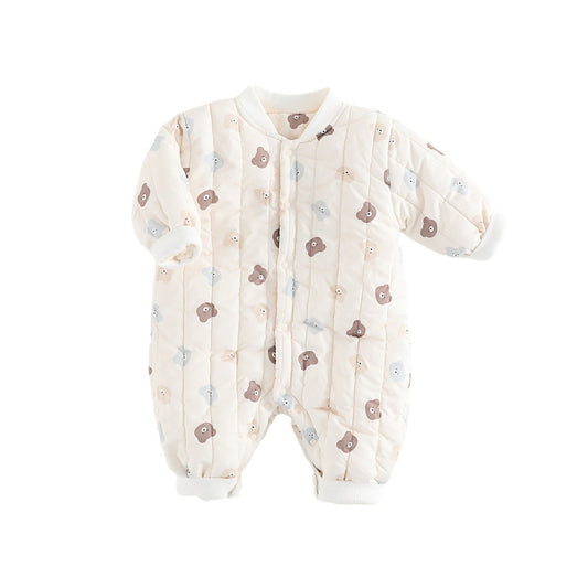 Autumn and Winter Arrival Unisex Baby’s Teddy Printed Fleece-lined and Thickened Rompers for Warmth, MyKids-USA®, Baby One-Pieces, MyKids-USA -  -  -  -  -  -  - .