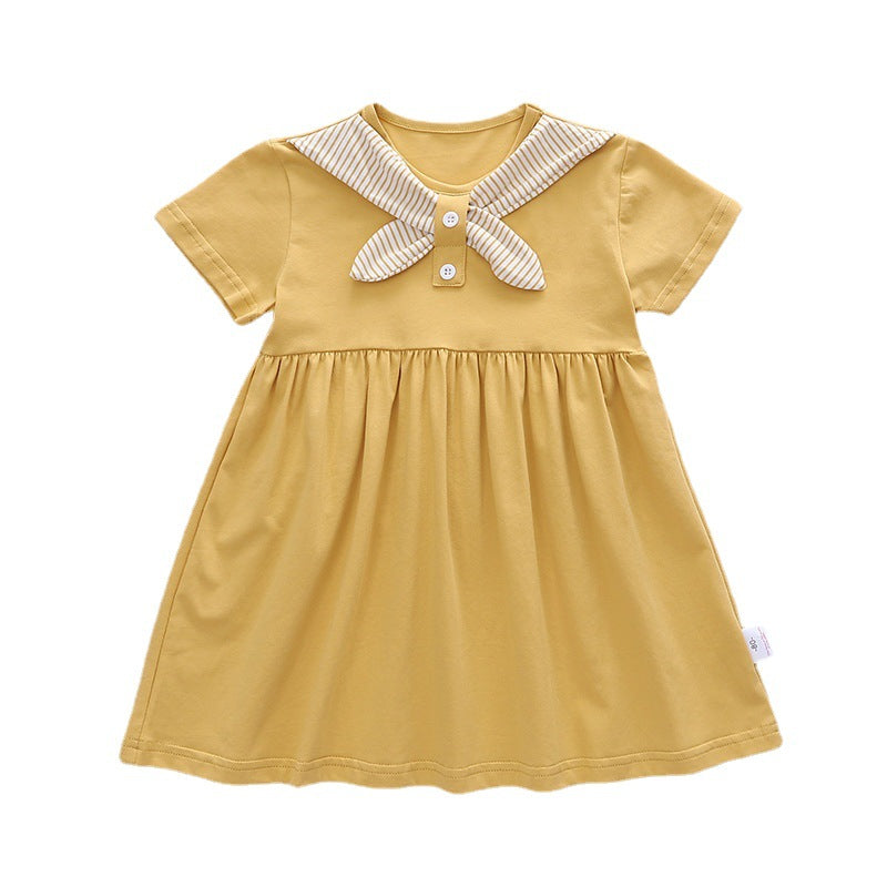 Summer Baby Kids Girls New Design Short Sleeves Preppy Crew Neck Dress – MyKids-USA® Summer Baby Kids Girls New Design Short Sleeves Preppy Crew Neck Dress – MyKids-USA®
