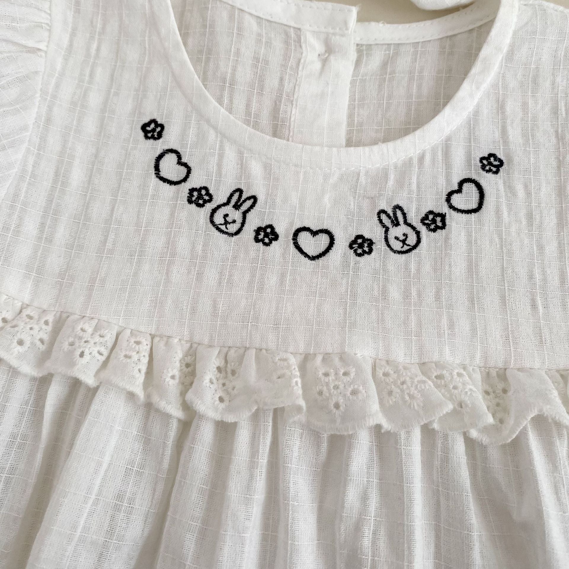 Summer Arrival Baby Girls Short Sleeves Embroidered Pattern Bodysuit with Hat, MyKids-USA®, Baby & Children's One-Pieces, MyKids-USA -  -  -  -  -  -  - .