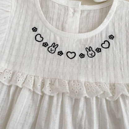 Summer Arrival Baby Girls Short Sleeves Embroidered Pattern Bodysuit with Hat, MyKids-USA®, Baby & Children's One-Pieces, MyKids-USA -  -  -  -  -  -  - .