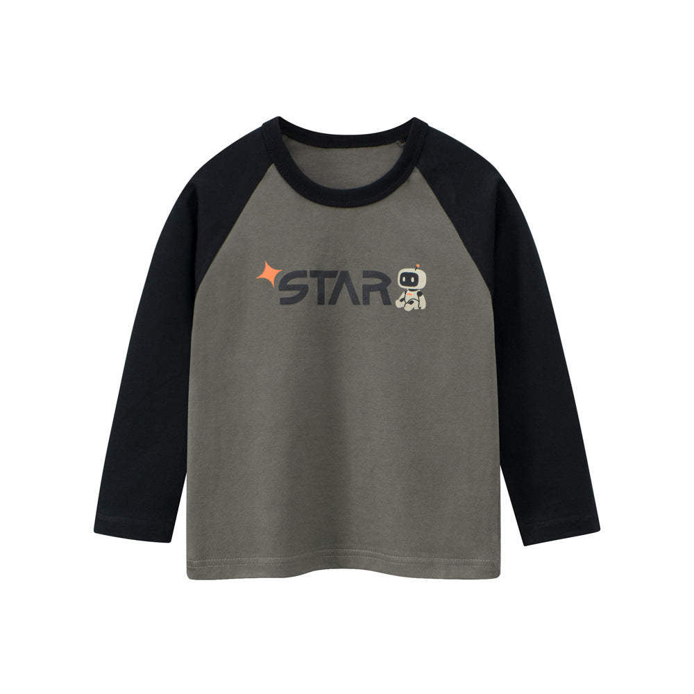 MyKids-USA® Autumn Baby Kids Boys Letters Print Long Sleeves Crew Neck Color Patchwork Sweatshirt