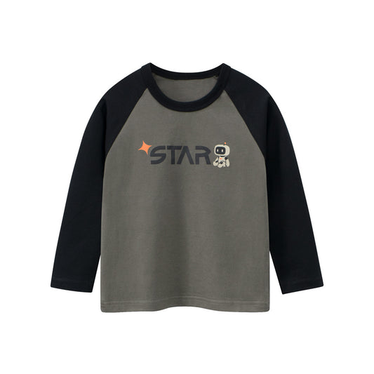 MyKids-USA® Autumn Baby Kids Boys Letters Print Long Sleeves Crew Neck Color Patchwork Sweatshirt