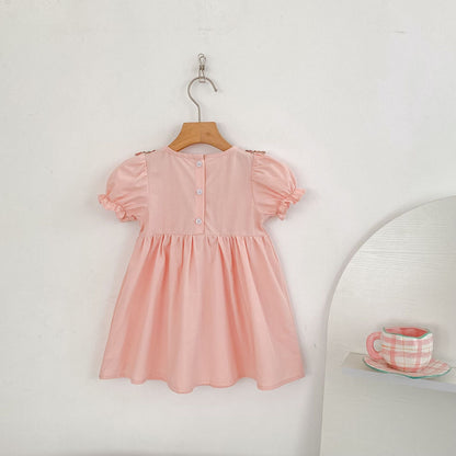 Summer Baby Girls French-style Flowers Pattern Short Sleeves Color Patchwork Onesies and Dress – Princess Sister Matching Set, MyKids-USA®, Baby & Toddler Dresses, MyKids-USA -  -  -  -  -  -  - 