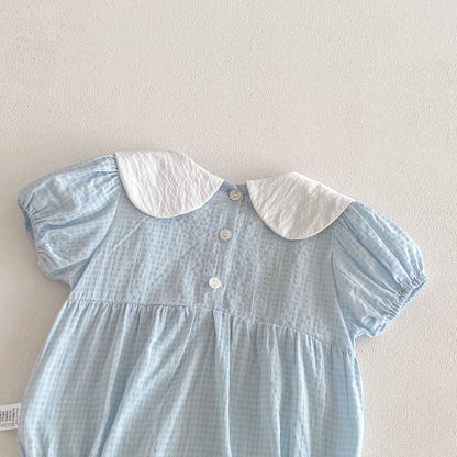 Summer Arrival Baby Girls Short Sleeves Light Plaid Pattern Bodysuit, MyKids-USA®, Bodysuits, MyKids-USA -  -  -  -  -  -  - .