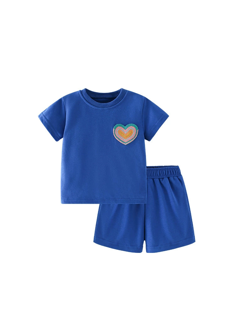 Summer Baby Kids Hearts Pattern T-shirt and Shorts Casual Blue Clothing Set for Boys and Girls, MyKids-USA®, Baby & Toddler Outfits, MyKids-USA -  -  -  -  -  -  - 
