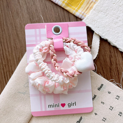 Collection of 3 Versatile Sweet Pink Hair Ties, MyKids-USA®, Ponytail Holders, MyKids-USA - Size/Age - Average Size (0-12Y） - Color - Ivory -  -  - TR2601061111-B.