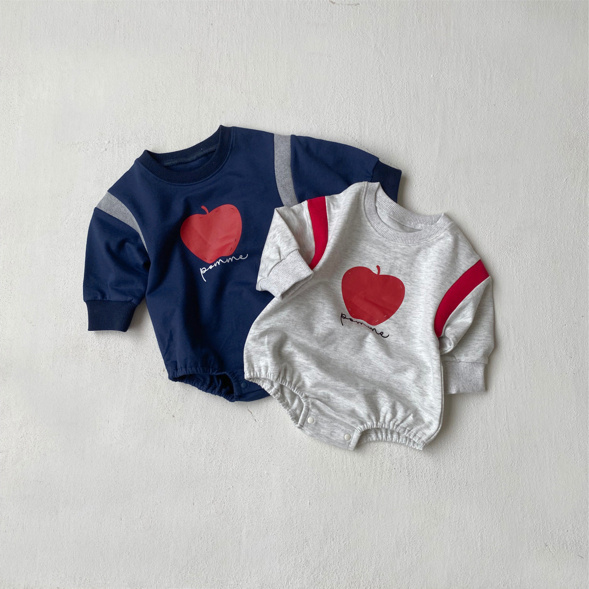 MyKids-USA® Autumn  Arrival Baby Kids Long Sleeves Apple and Letters Pattern Bodysuit