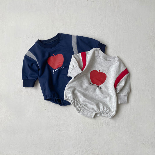 MyKids-USA® Autumn  Arrival Baby Kids Long Sleeves Apple and Letters Pattern Bodysuit