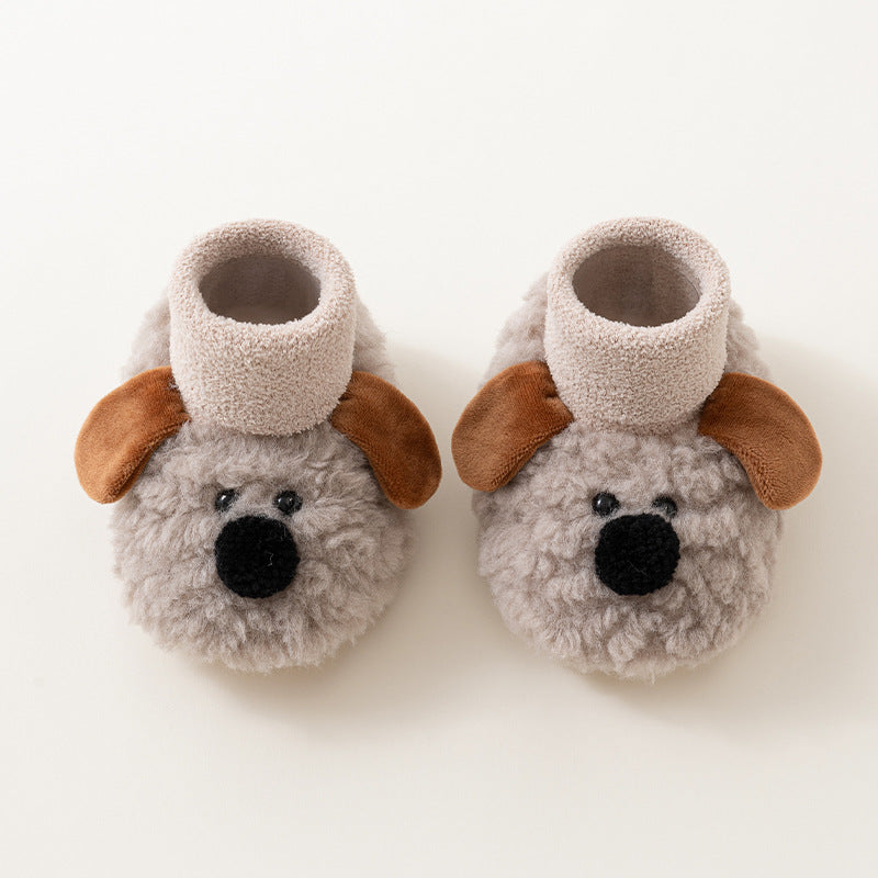 Autumn and Winter Baby Unisex Cute Color Patchwork Puppy Pattern Toddler Soft-Sole Walking Shoes, MyKids-USA®, First Steps & Crawlers, MyKids-USA - Size/Age - insole length 11.00 cm - Color - Grey -  -  - TR2601021032-C.