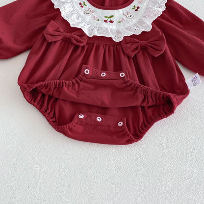 MyKids-USA® Autumn Arrival Baby Girls Long Sleeves Cute Color Patchwork Embroidered Bodysuit