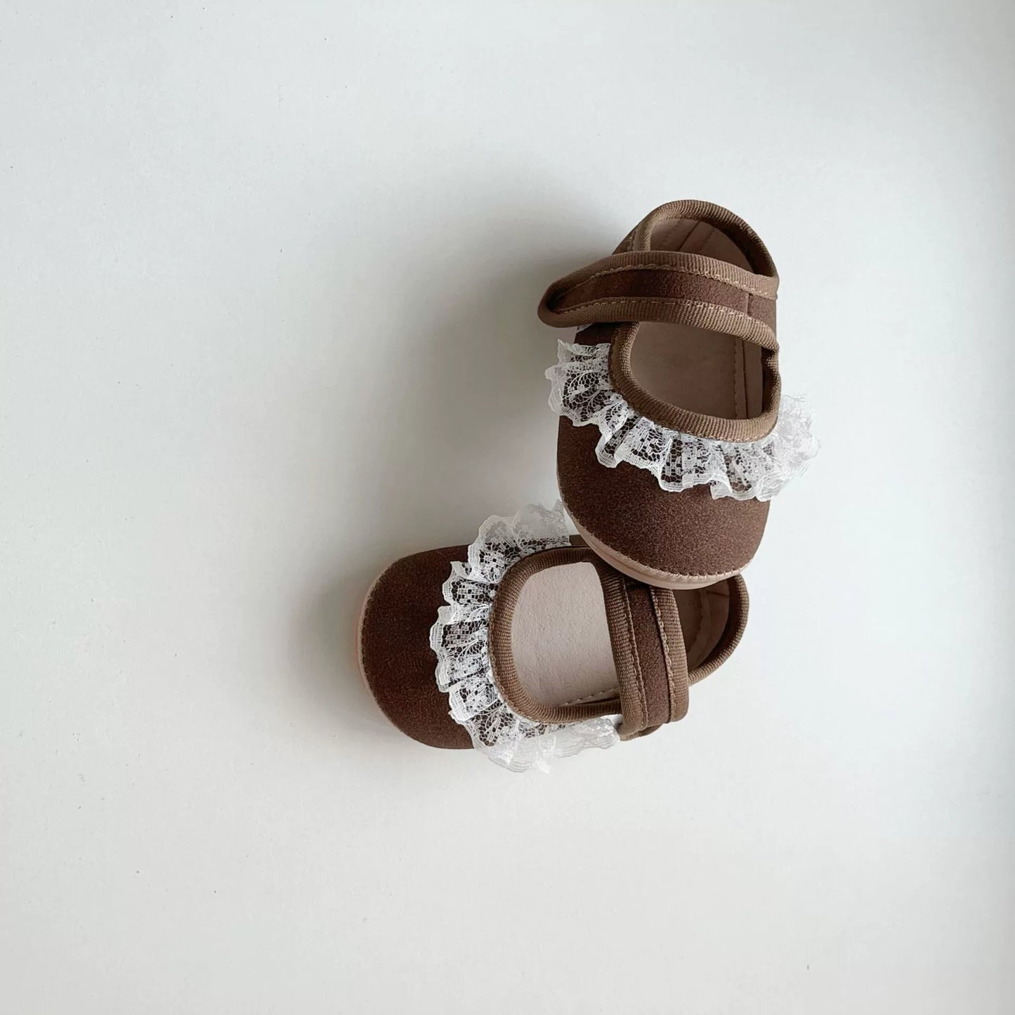 Spring and Autumn Baby Girl Fashion Lace Trim Decorated Toddler Soft-Sole Anti-slip Walking Shoes, MyKids-USA®, First Steps & Crawlers, MyKids-USA - Size/Age - insole length 11.00 cm - Color - Brown -  -  - TR2509082322-A