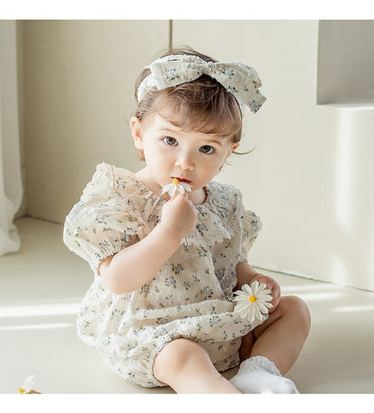 Baby Girl Flower Pattern Flying Sleeves Onesies & Clothing Sets With Headband, MyKids-USA®, Baby & Toddler Outfits, MyKids-USA -  -  -  -  -  -  - 