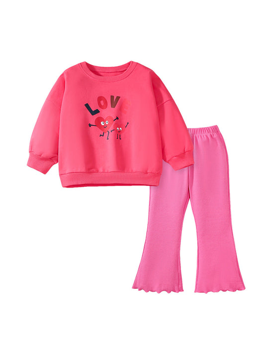 Spring And Autumn Girls Cute Cartoon Heart And Letters Pattern Long Sleeves Top Sweatshirt And Pants Clothing Set, MyKids-USA®, Baby & Toddler Outfits, MyKids-USA -  -  -  -  -  -  - 