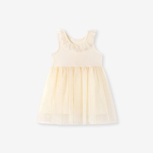 Summer Arrival Tulle Patchwork Sleeveless Dress for Stylish Girls, MyKids-USA®, Baby & Children's Dresses, MyKids-USA - Size/Age - 90 (12-24M) - Color - Apricot -  -  - TR2604232243-A.