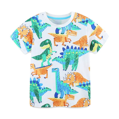 Summer Boys’ Dinosaurs Animals Cartoon Pattern T-shirt in European and American Style, MyKids-USA®, Baby & Toddler Tops, MyKids-USA - SIze/Age - 90 (12-24M) - Color - Blue -  -  - TR2505181033-A
