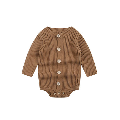 New Arrival Baby Cotton Knitting Solid Color Cozy Onesie