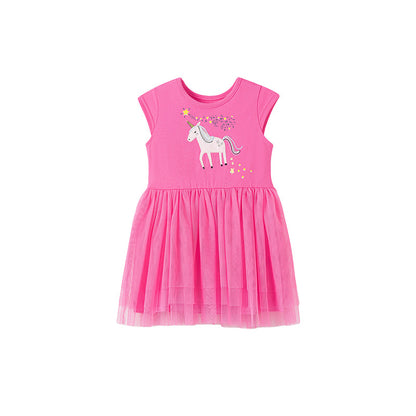 Summer Pure Cotton Cartoon Unicorn Pattern Sleeveless Dress for Stylish Girls, MyKids-USA®, Baby & Toddler Dresses, MyKids-USA - Size/Age - 90 (12-24M) - Color - Pink -  -  - TR2502212324-A