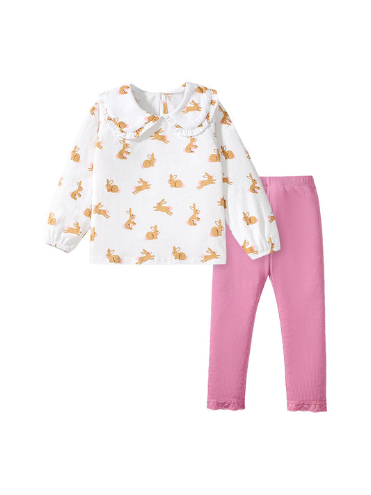 Arrival Spring And Autumn Girls Casual Rabbits Pattern Long Sleeves Top T-Shirt And Pants Clothing Set, MyKids-USA®, Baby & Toddler Outfits, MyKids-USA - Size/Age - 90 (12-24M) - Color - White -  -  - TR2407250903-A