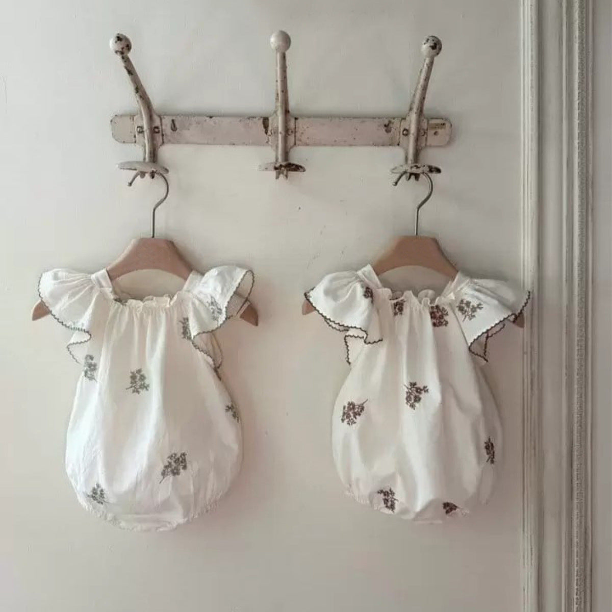 Summer Hot Selling Baby Kids Girls Fly Sleeves Flowers Pattern Embroidered Princess Onesies, MyKids-USA®, Baby One-Pieces, MyKids-USA -  -  -  -  -  -  - 