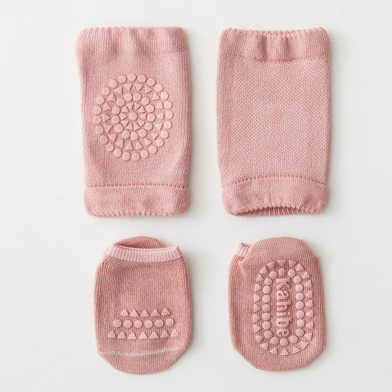 Spring and Autumn Baby Unisex Breathable Plain Anti-slip Socks and Knee Sleeves Sets, MyKids-USA®, Baby & Toddler Socks & Tights, MyKids-USA - Size/Age - S (0-1Y) - Color - Pink -  -  - TR2509292249-E