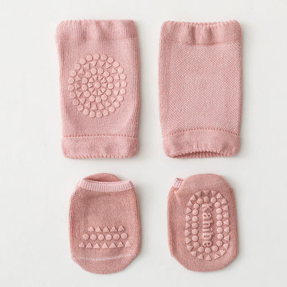 Spring and Autumn Baby Unisex Breathable Plain Anti-slip Socks and Knee Sleeves Sets, MyKids-USA®, Baby & Toddler Socks & Tights, MyKids-USA - Size/Age - S (0-1Y) - Color - Pink -  -  - TR2509292249-E