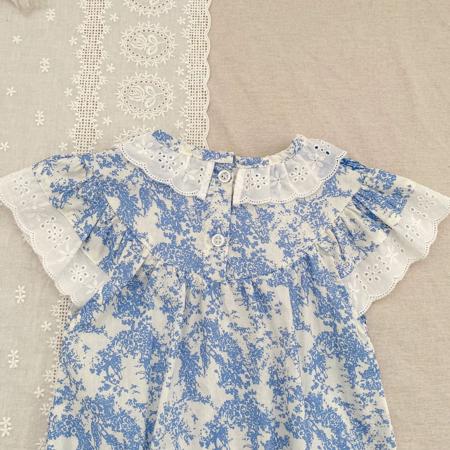 Summer Girls Simple Floral Pattern Hollow-out Collar Onesies and Dress – Princess Sister Matching Set, MyKids-USA®, Baby & Toddler Outfits, MyKids-USA -  -  -  -  -  -  - .