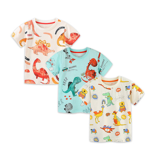 Summer Baby Kids Animals Cartoon Pattern T-shirt Clothing Set for Boys