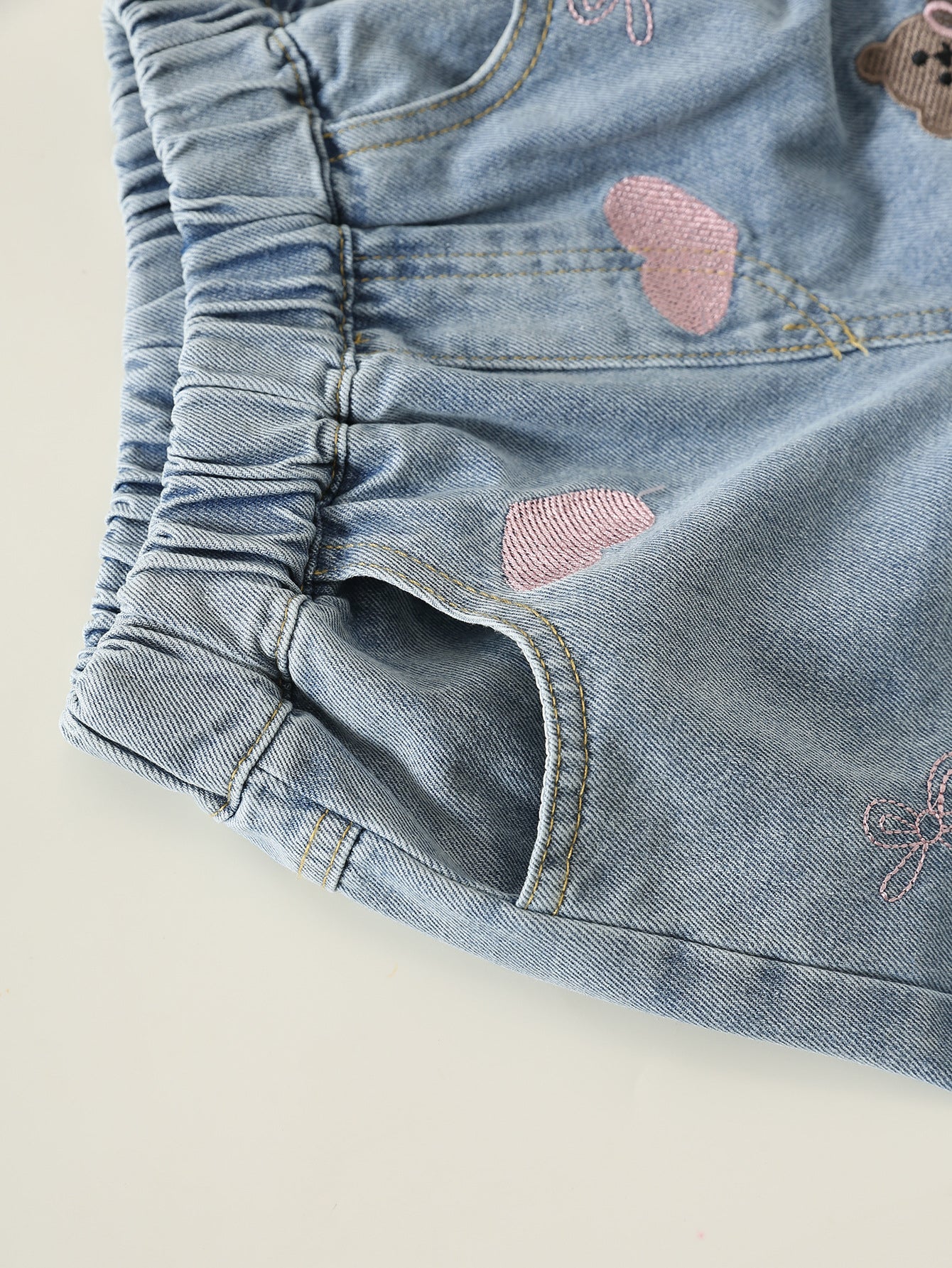 MyKids-USA® Arrival Autumn Girls Teddy Bear and Heart Pattern Jeans