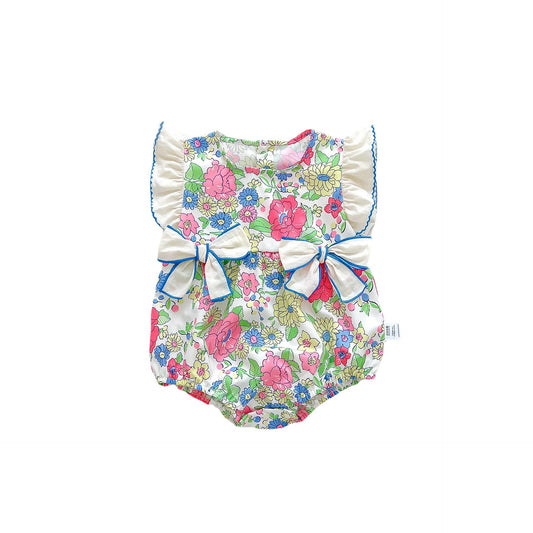 Summer Arrival Baby Girls Floral Pattern Fly Sleeves 3D Bows Onesies, MyKids-USA®, Baby One-Pieces, MyKids-USA - Size/Age - 66 (3-6M) - Color - Blue -  -  - TR2404302344-A
