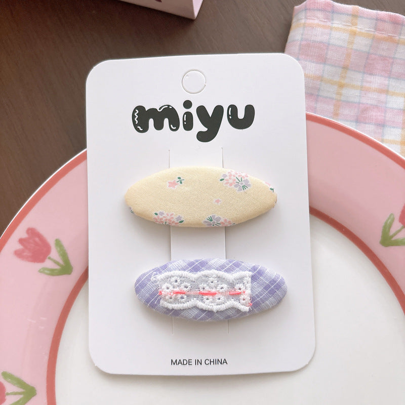 Collection of 2 Cute Floral Pattern Hair Clips, MyKids-USA®, Hair Pins, Claws & Clips, MyKids-USA - Size/Age - Average Size (0-12Y） - Color - Purple -  -  - TR2604212349-G.
