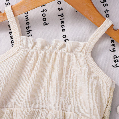 Summer Baby Kids Girls Sleeveless Jacquard Pattern Color Patchwork Overalls Wholesale, MyKids-USA®, Baby & Children's One-Pieces, MyKids-USA -  -  -  -  -  -  - .