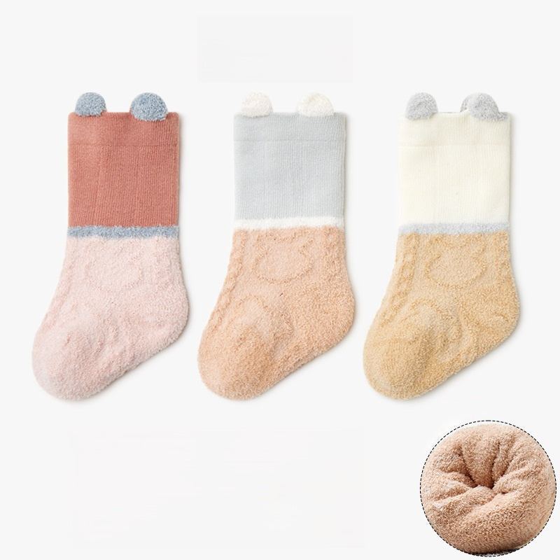 Winter Arrival Baby Unisex Breathable Animals Pattern Color Patchwork Socks 1 Lot=3-Pair Set